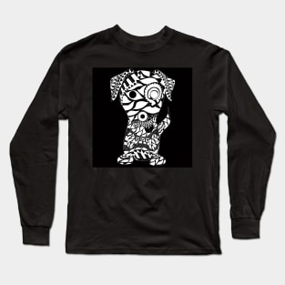 black aztec dog in mandala pattern ecopop Long Sleeve T-Shirt